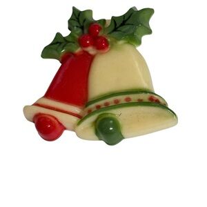 vintage celluloid Christmas bells brooch pin 1930-40'S ERA